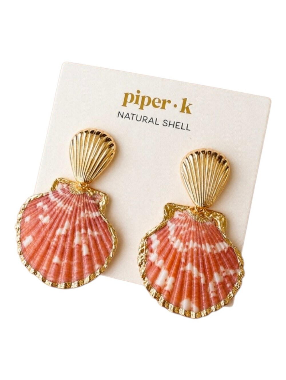 🤎🔹️Piper K 🔹️Gold and Cream Natural Shell Earrings
